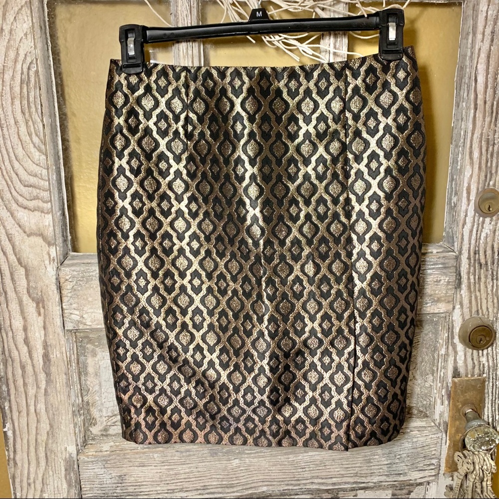 The Limited Gold and Black Metallic Pencil Skirt